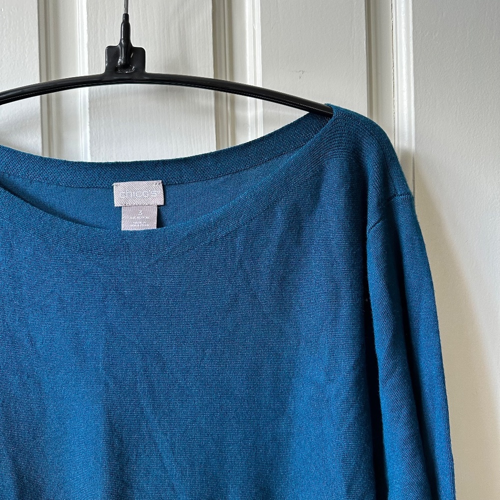 NWT - Chico's Bateau-Neck Shirttail-Hem Pullover Sweater - Size XL (Chico's 3) - Picture 2 of 4